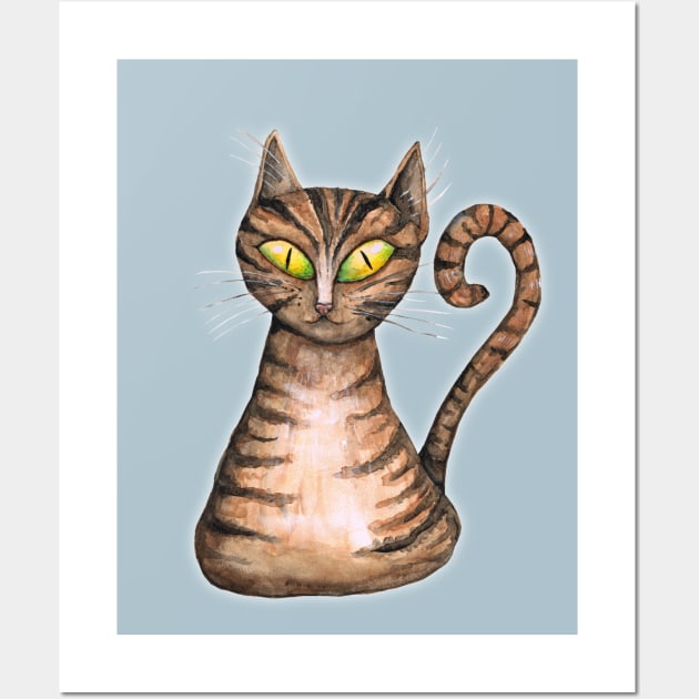 Striped cat Wall Art by Bwiselizzy